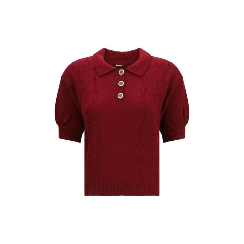 Alessandra Rich Bordeaux Wool Oves Aries Shortsleeve Women's Shirt